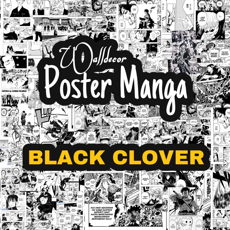 Black Clover Wall Decor | Sticker Dinding | Poster Anime | Manga Poster Dinding A4-A5-A6