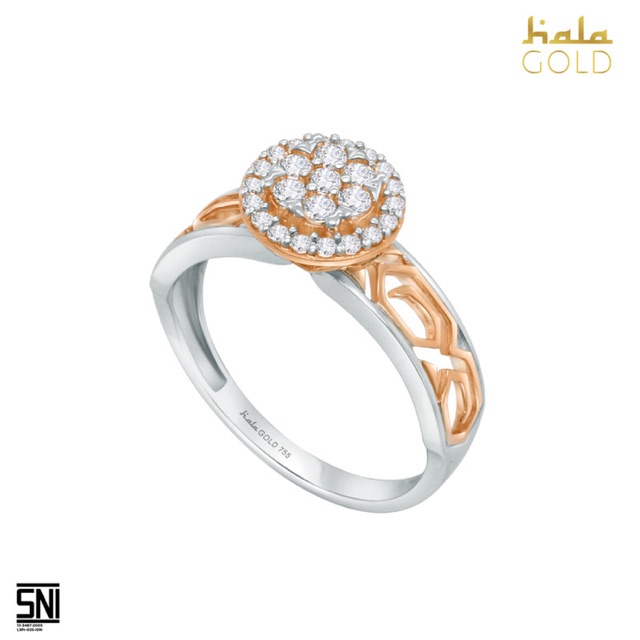 Cincin batik hala gold model permata blink kadar 75.5% emas asli
