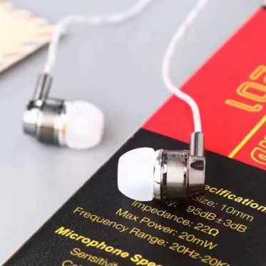 Super Bass Earphone 10mm Driver - White Silver -