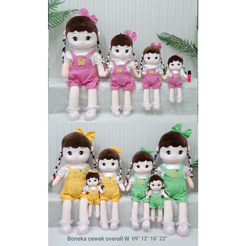 Boneka Cewe Overall W Size 22&quot;/90cm/boneka pretty girl/boneka anak perempuan/bonekalucu