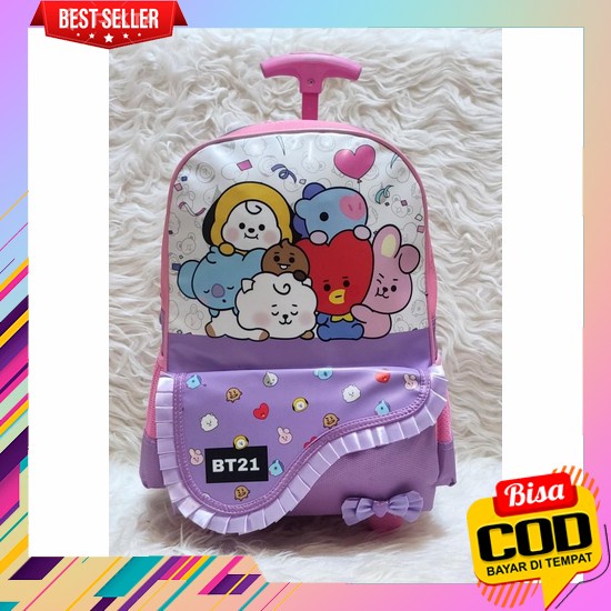 Tas Trolly Dorong Roda Ransel Sekolah Anak Perempuan Tk Frozen Timbul Tas Roda Troli Anak Sekolah Sd