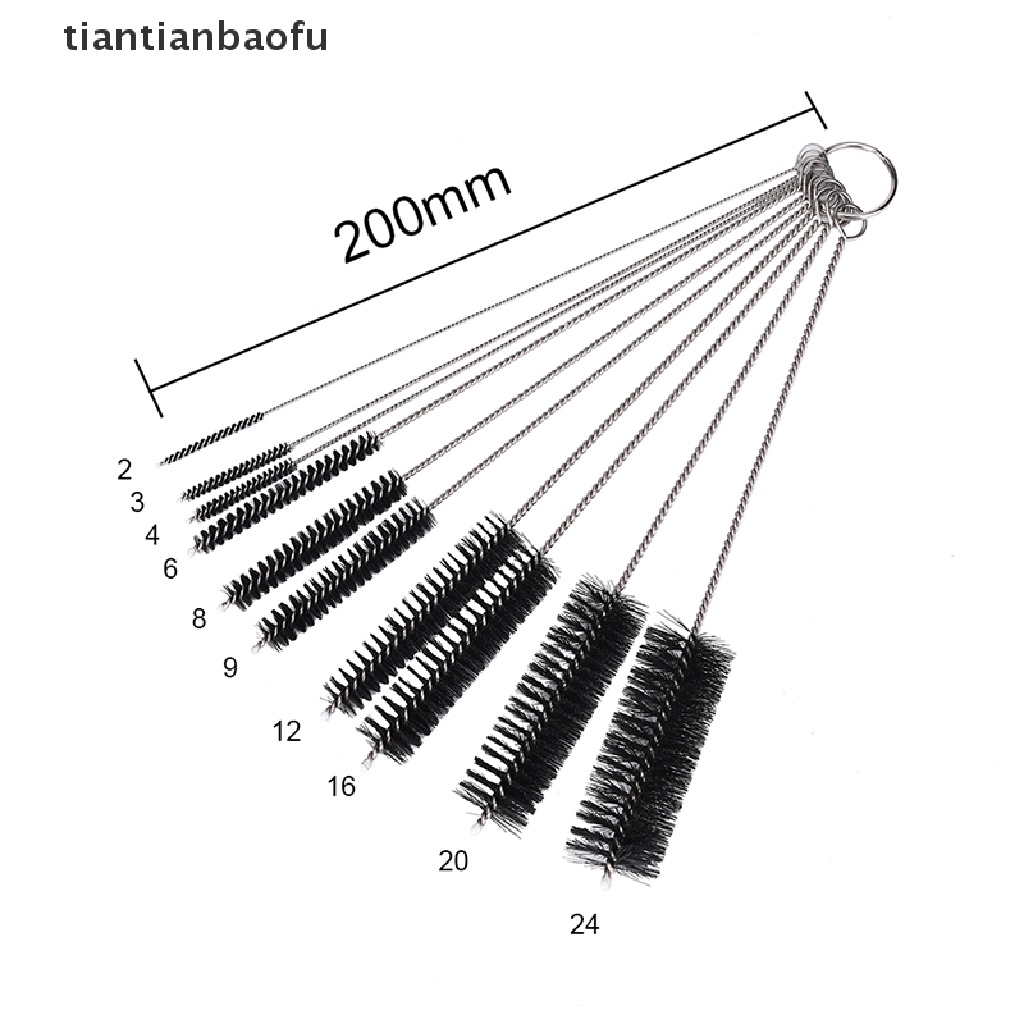 (Tianbaofu) 10pcs Sikat Pembersih Pipa Tembakau / Airbrush Bahan Nilon + Stainless Steel