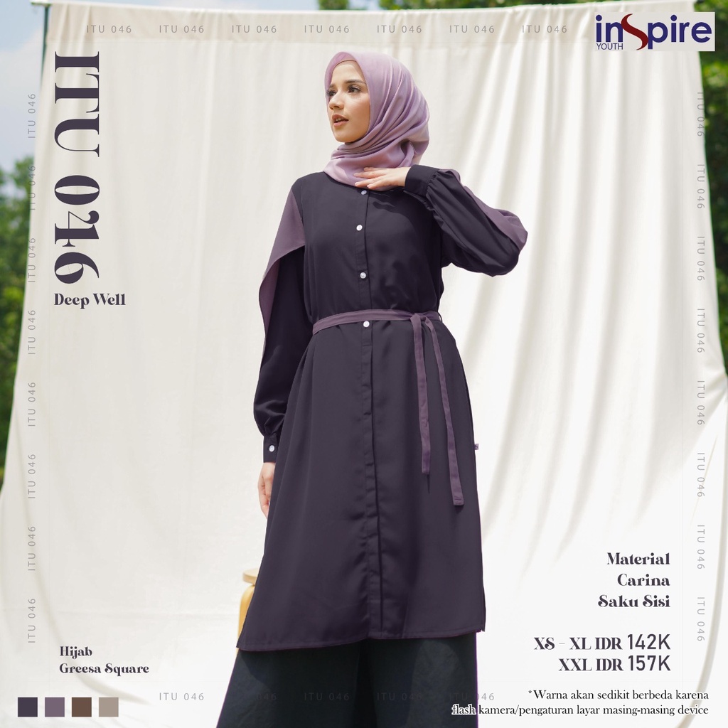 Inspire ITU 46 Atasan Tunik Bahan Carina Casual Outfit Baju Wanita Muslimah Polos