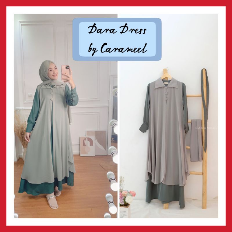 Dara Dress Avocado Set Outer Dan Pashmina Original By Carameel