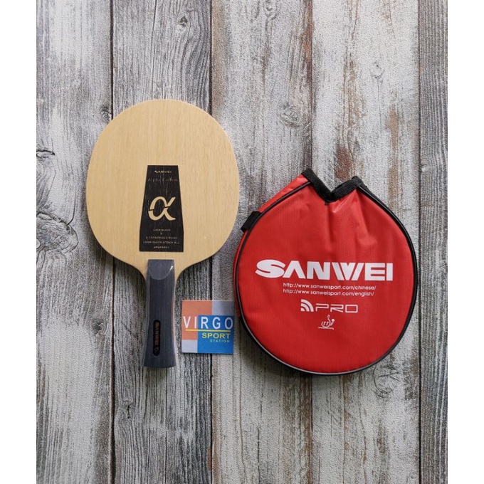 Sanwei Alpha Carbon kayu blade bet pingpong 5ply 2carbon