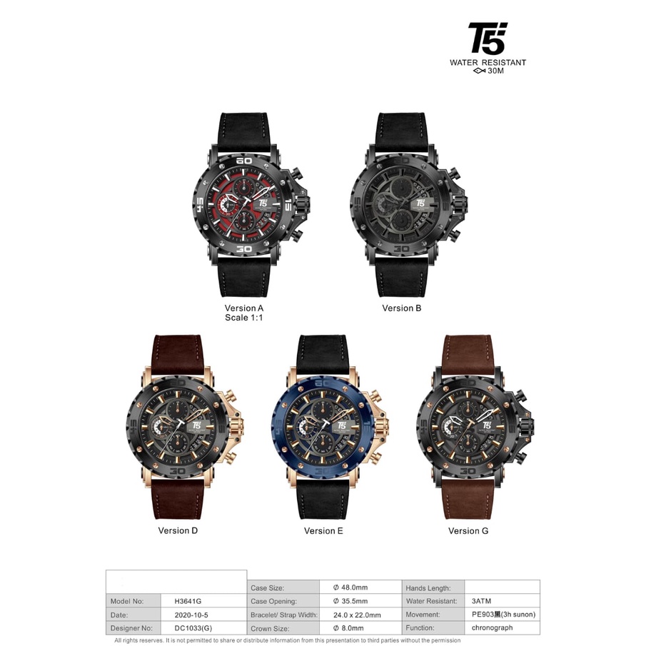 SALE JAM PRIA T5 H3641G 3641 ORIGINAL QUARTZ JAM TANGAN PRIA MEWAH RECOMMENDED GARANSI 1 TH