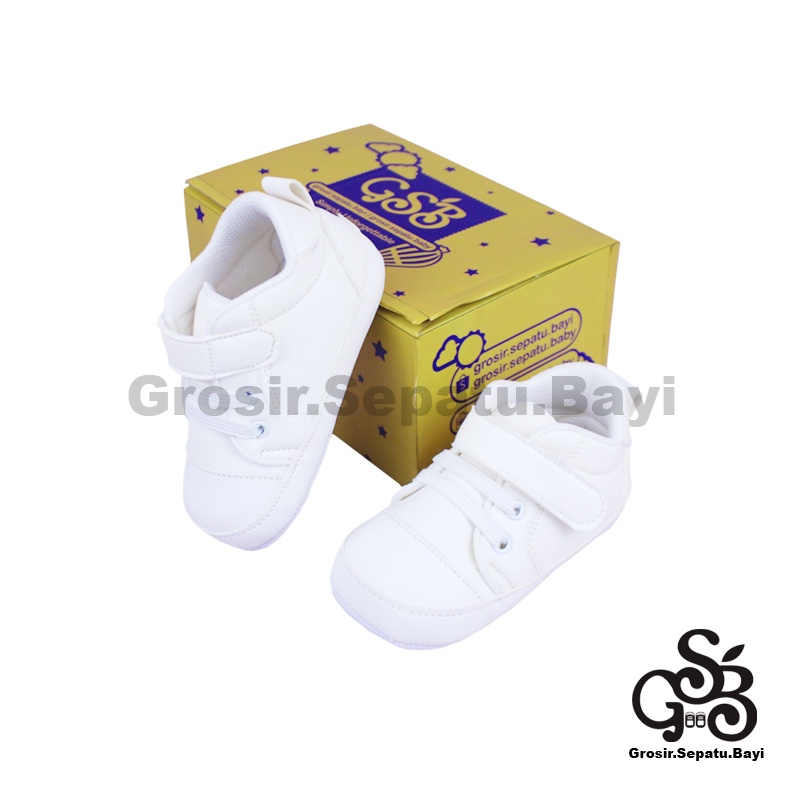 Sepatu Bayi - Baby Shoes - Prewalker  | 2-12 bulan | casual luxury putih polos ringan &amp; fleksibel