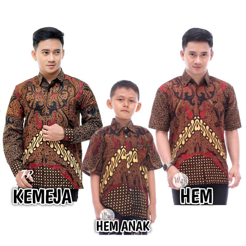 Batik Bapak dan anak Cowok Motif Dimensi Sogan Terbaru - Baju batik ayah anak