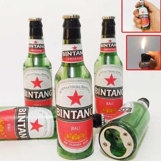 ☉ KOREK API GAS BOTOL MINUMAN BIR BEER BINTANG PILSENER BALI MANCIS UNIK ✫