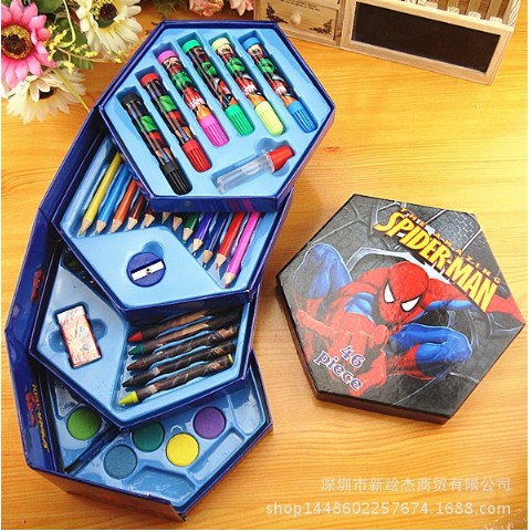 

sz312 4 in 1 Crayon Set 4 tingkat isi 46 pcs crayon alat menggambar - ASY003