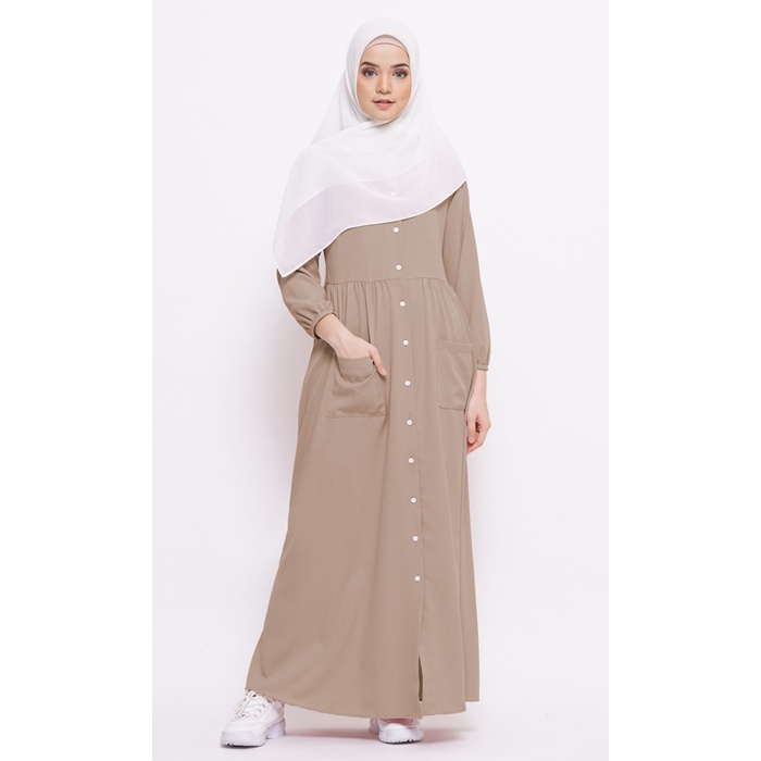 PREMIUM TUFINE - GAMIS WANITA GAMIS KEKINIAN - NAZWA DRESS KHAKI - XXL