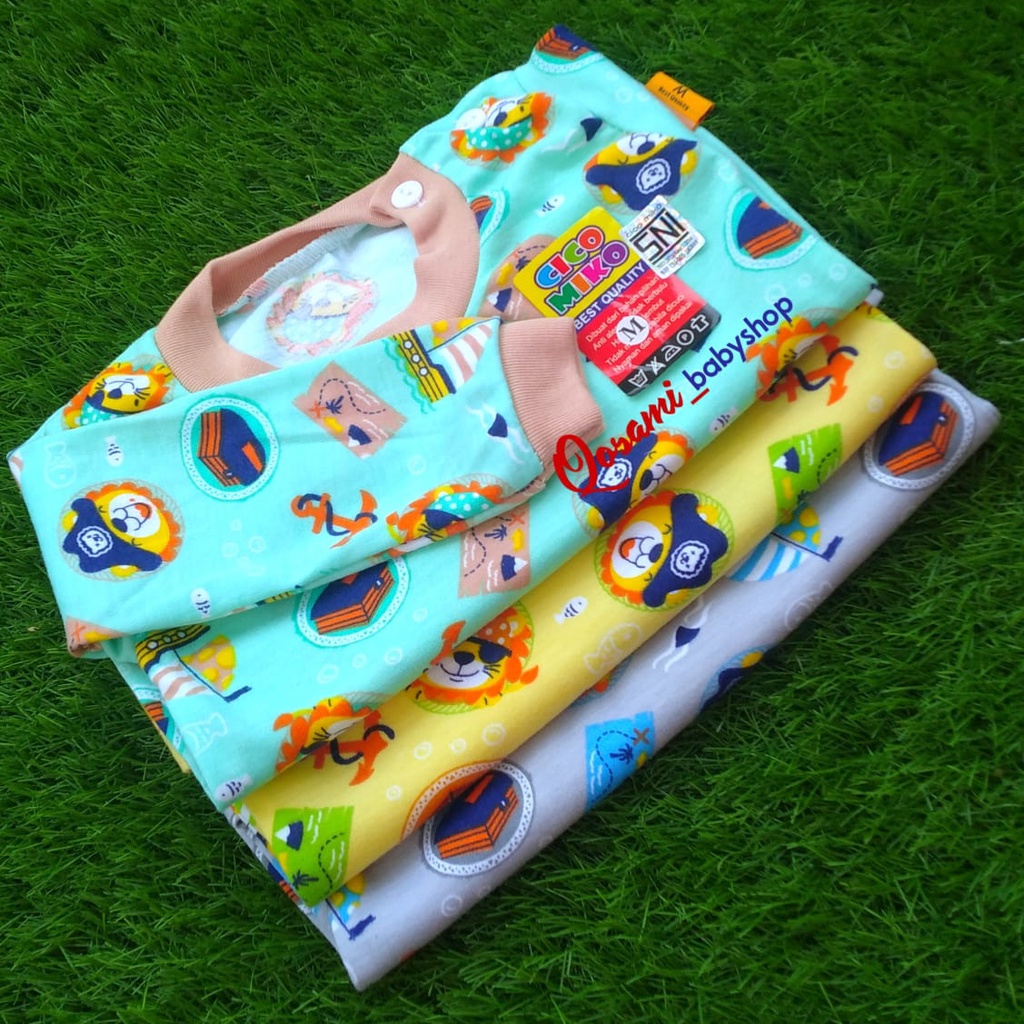 CIKO MIKO 3 pcs Kaos Panjang Oblong Bayi Motif Print Uk S, M, L, XL SNI