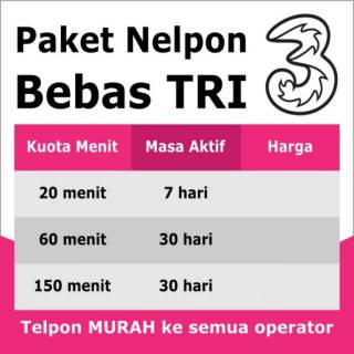 Paket Telpon Telepon Nelpon Nelepon Three 3 Tri Ke Semua Operator Shopee Indonesia