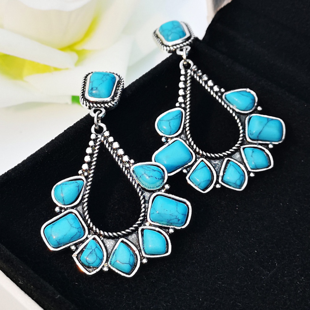 Hu Hu Hu Hu Hu Alat Bantu Pasang Kacamata♡ Anting Tusuk Gantung Wanita Desain Tetesan Air Hias Turquoise Imitasi Untuk Hadiah