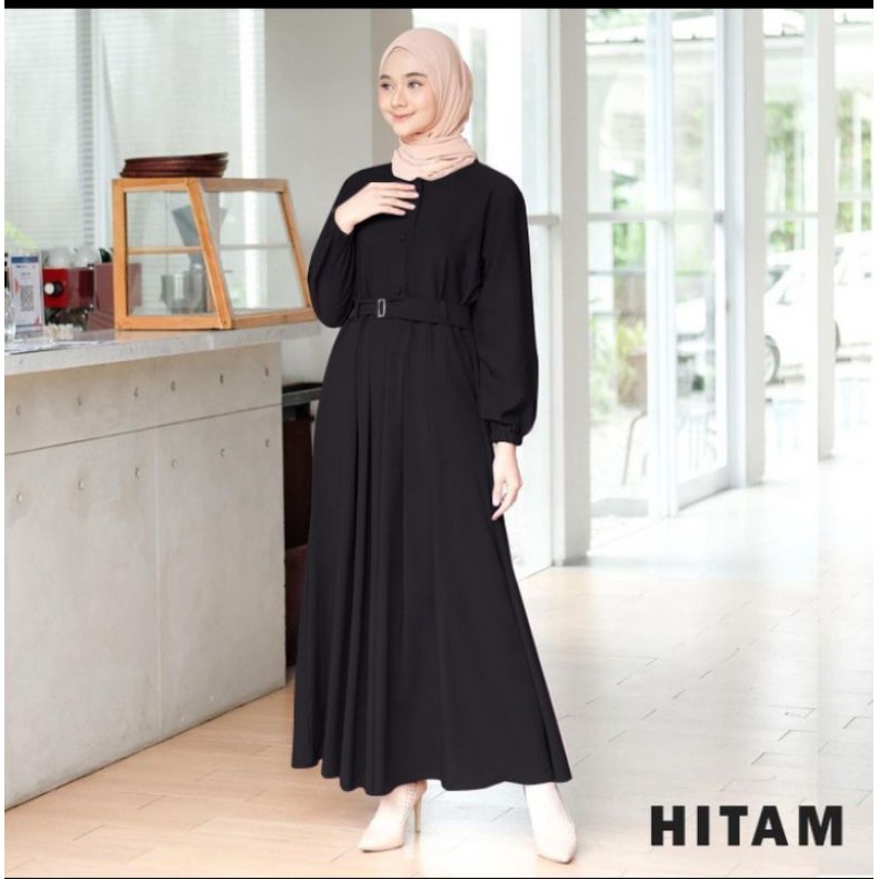 Gamis Hitam Polos Wanita Remaja Kekinian Buat Kondangan Bahan Moscrepe Premium Gamis Kaima