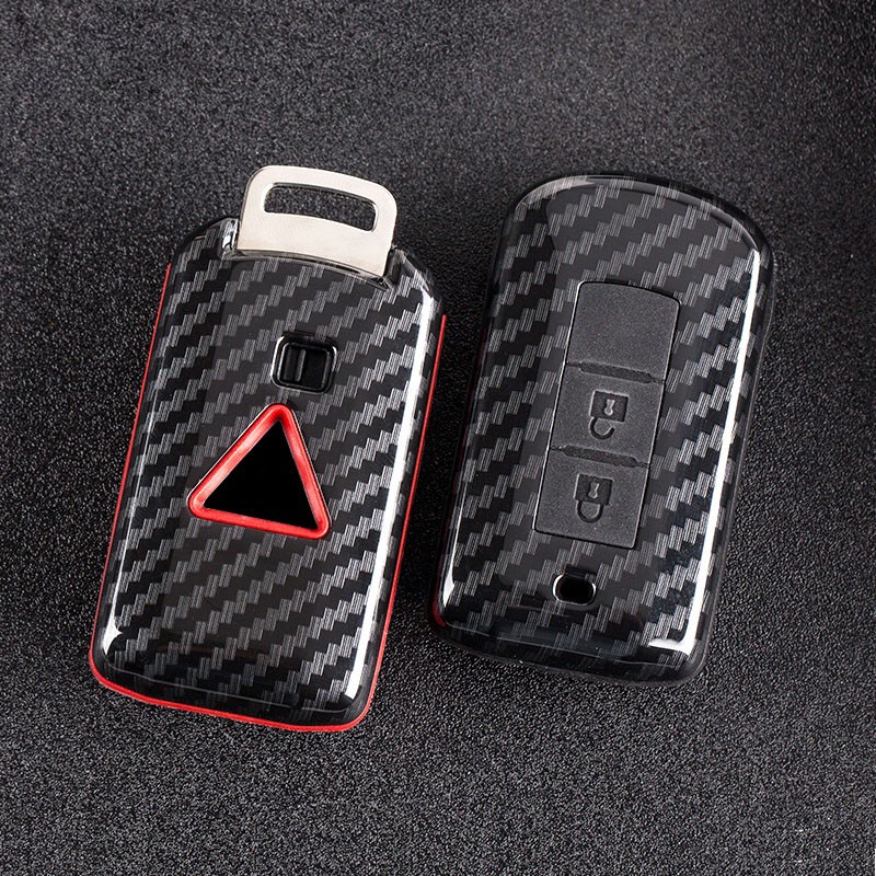 Cover Carbon Casing SmartKey Keyless Kunci Mobil Mitsubishi Xpander Cross Pajero Outlander