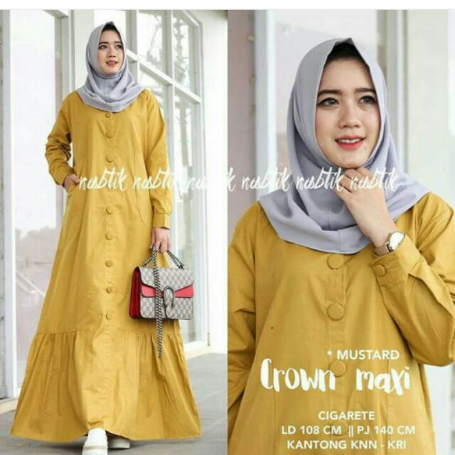 Baju muslim wanita gamis syari pesta mewah jaguar gliter Size xl busui klok 4m merah putih silver