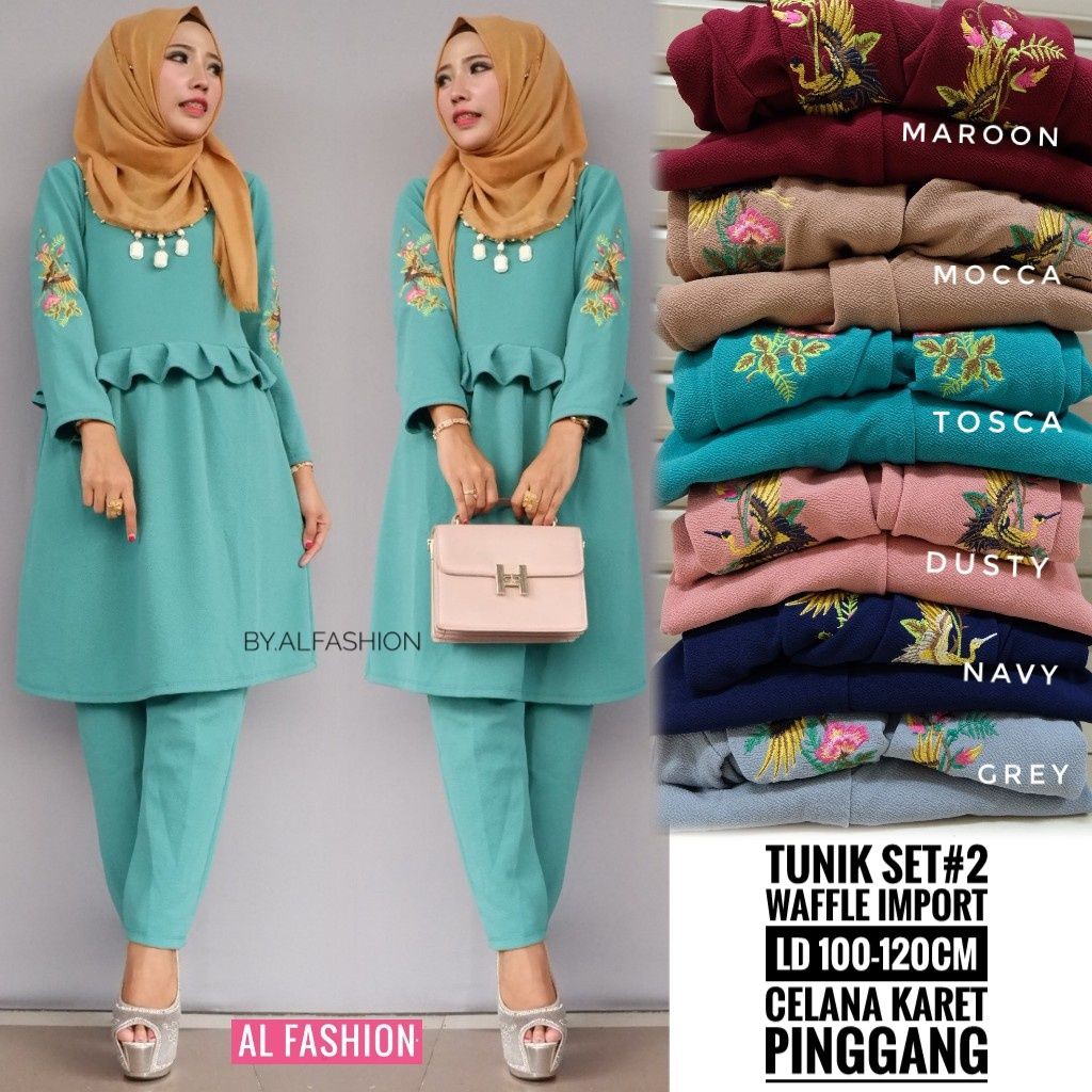 TUNIK SET / SETELAN TUNIK / LENGAN BORDIR / HAMMER SET / BELLA SET / SETELAN KEKINIAN / BEST SELLER