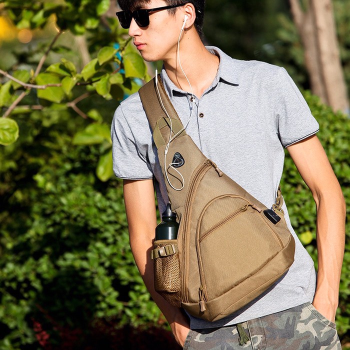 Tas Selempang Pria Tas Slempang Outdoor Army Usb 6039