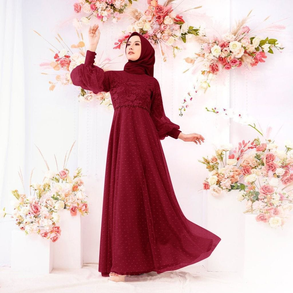 Gamis Perempuan Dewasa Terbaru Maxi Selina Matt Brokat Tille Furing Ukuran Jumbo Model Kekinian Good qualty premium