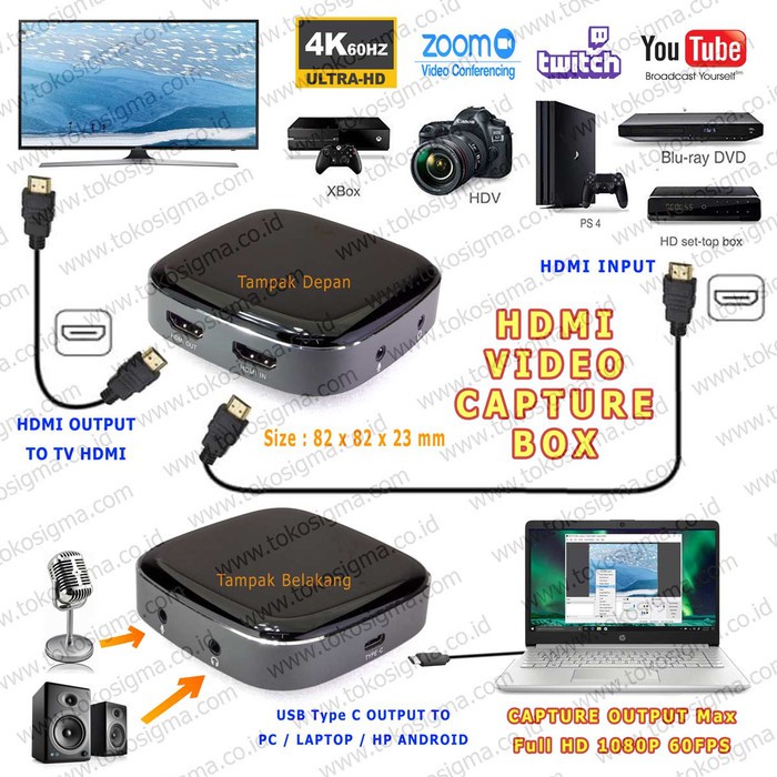 HDMI 4K 60Hz VIDEO CAPTURE TO USB 3.0 Type C GRABBER BOX GAME LIVE A16