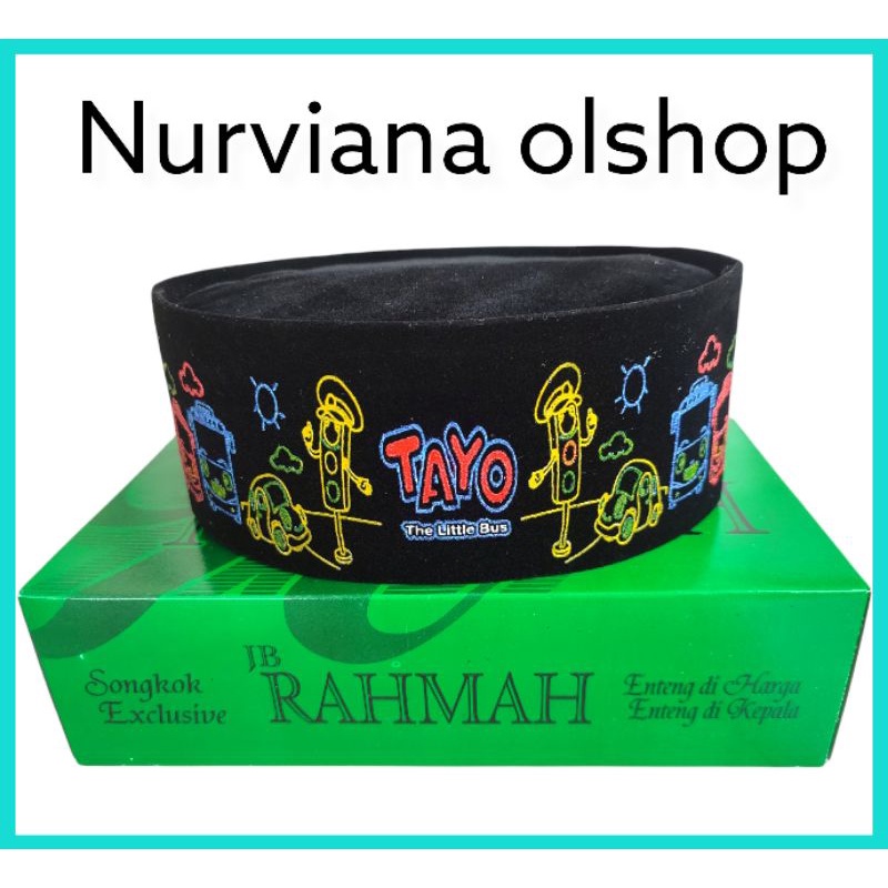 Peci/peci hitam/songkok hitam anak/songkok bludru/peci bludru anak/peci bordir tayo