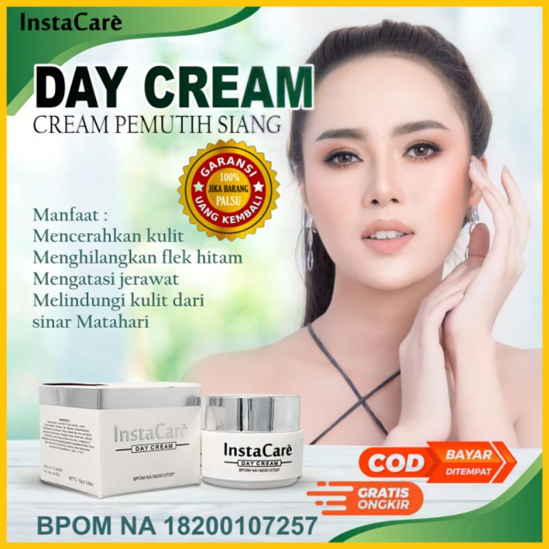 Instacare day cream Bpom ori krim siang pemutih wajah glowing ampuh aman tanpa efek samping untuk bu