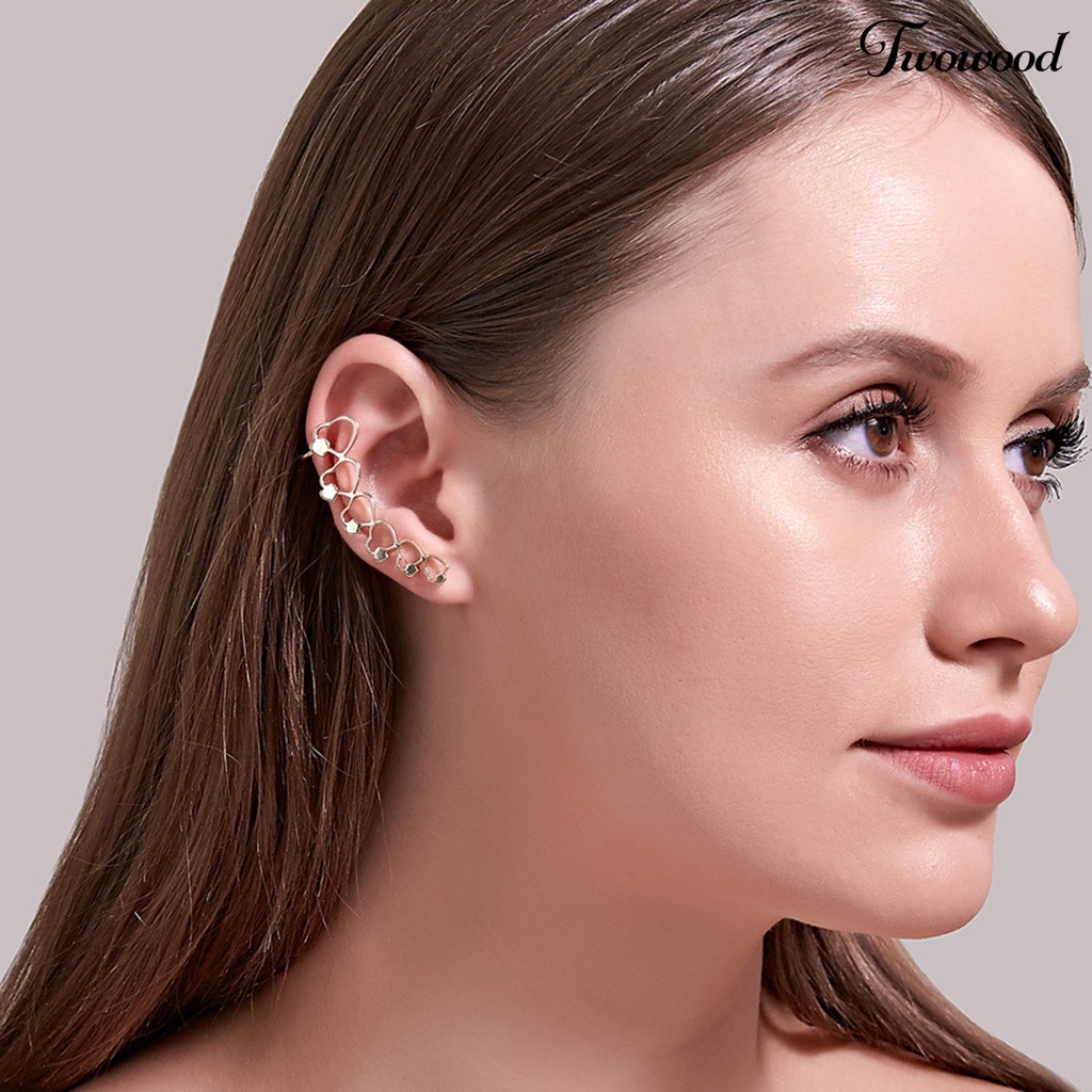 Twowood 1Pc Clip Earring Stars Simple Jewelry Electroplated Delicate Ear Cuff for Wedding