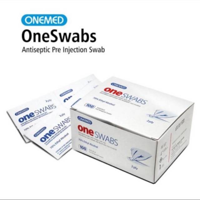 TISSUE ALKOHOL ANTI BAKTERI 99.9% isi 100 pcs ALKOHOL SWAB ONE MED (ONESWABS)