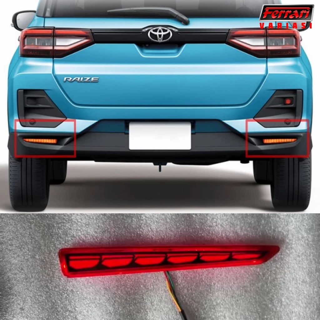 Reflektor LED bumper belakang mobil Raize/Rocky ferrari variasi