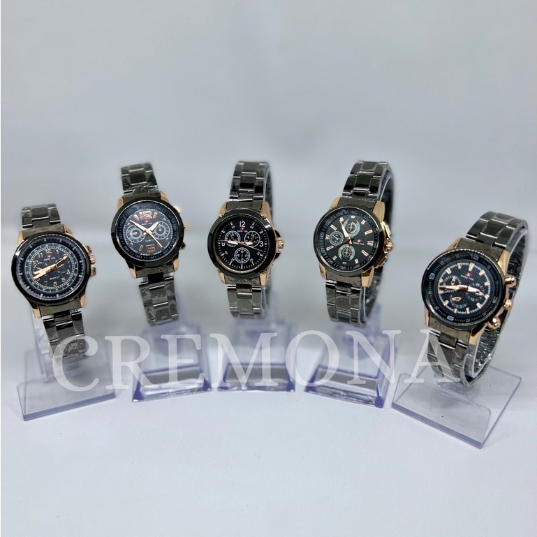 BISA COD! Jam Tangan Swiss Time Casing Kecil Kombinasi Tali Rantai Hitam Termurah Mewah Berkualitas Elegan BONUS BATERAI CADANGAN!