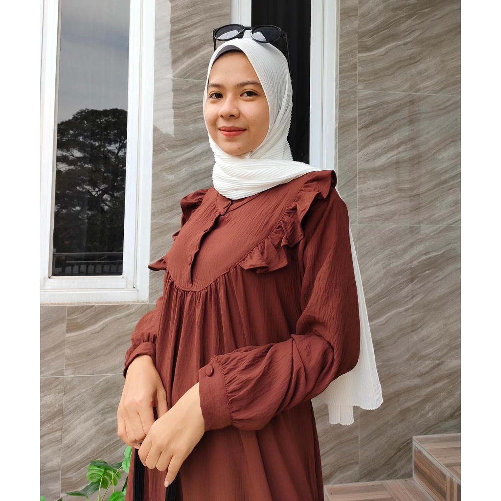 Gamis Terbaru  Best Seller Crinkle Airflow Maudya terlaris Premium SERI 1 bahan ceruty full kancing gendut tanggung Y0H9 remaja kekinian korean style abaya turki fashion muslimah bahan katun arabian muslimah untuk kondangan d