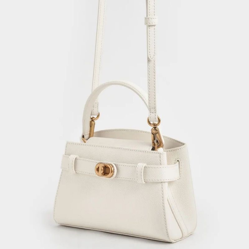 12.12 SALE | CK Aubrielle Metallic-Buckle Top Handle Bag / CK Aubrielle Croc-Effect Top Handle Bag