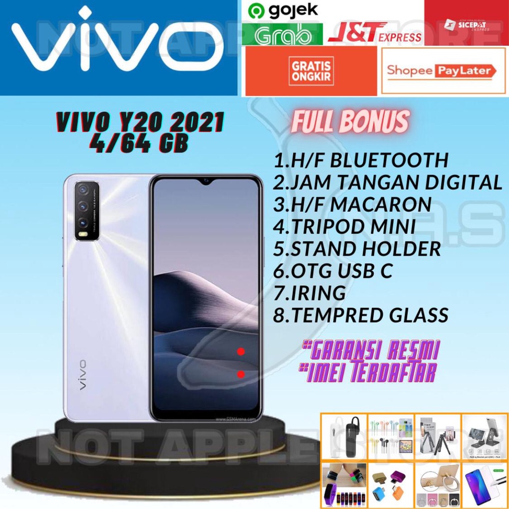 VIVO Y20 2021 RAM 3/64GB 4/64GB NEW BARU GARANSI RESMI