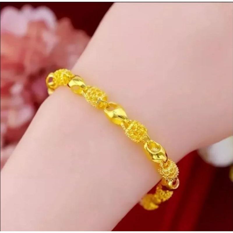 gelang tangan wanita hongkong berlapis emas 24k anti luntur dan tidak berkarat