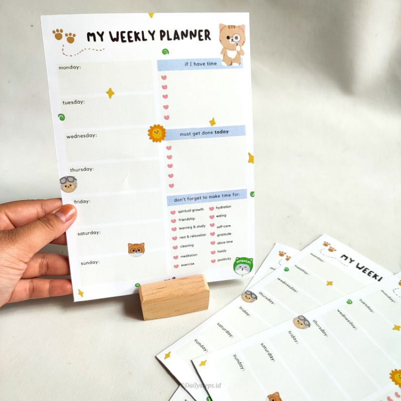 

Weekly Planner Sheets Daily Steps Artpaper A5 (+wood stand)