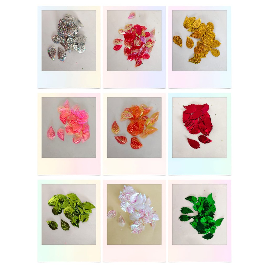 7of 7 Manik manik - mote - squin - payet gepeng - ramboci -per bungkus - daun lancip - CRAFT
