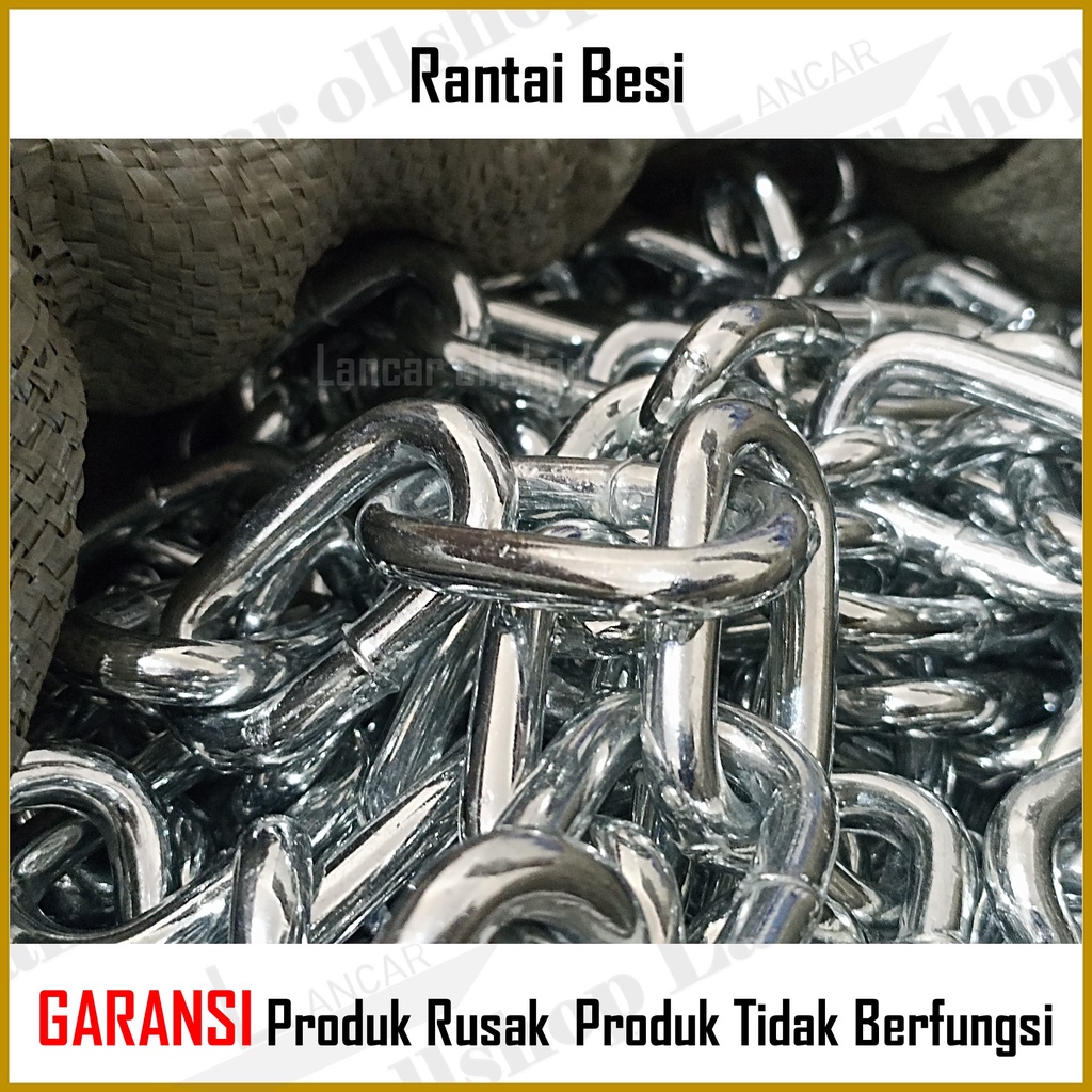 Rantai Kapal 5/16 7 MM / Rantai Besi Besar 7 MM /  Harga Rantai Kapal Besi Meteran / Rantai Besi Galvanis 7 mm/Rante Besi 7 mm Eceran per 0.5 M 1 Meter Murah