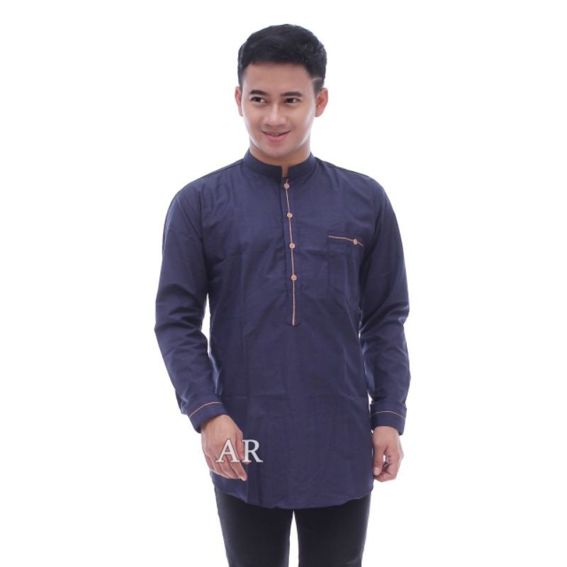 Baju Koko Kurta Lengan Panjang Katun Premium Busana Muslim Pria Ozila