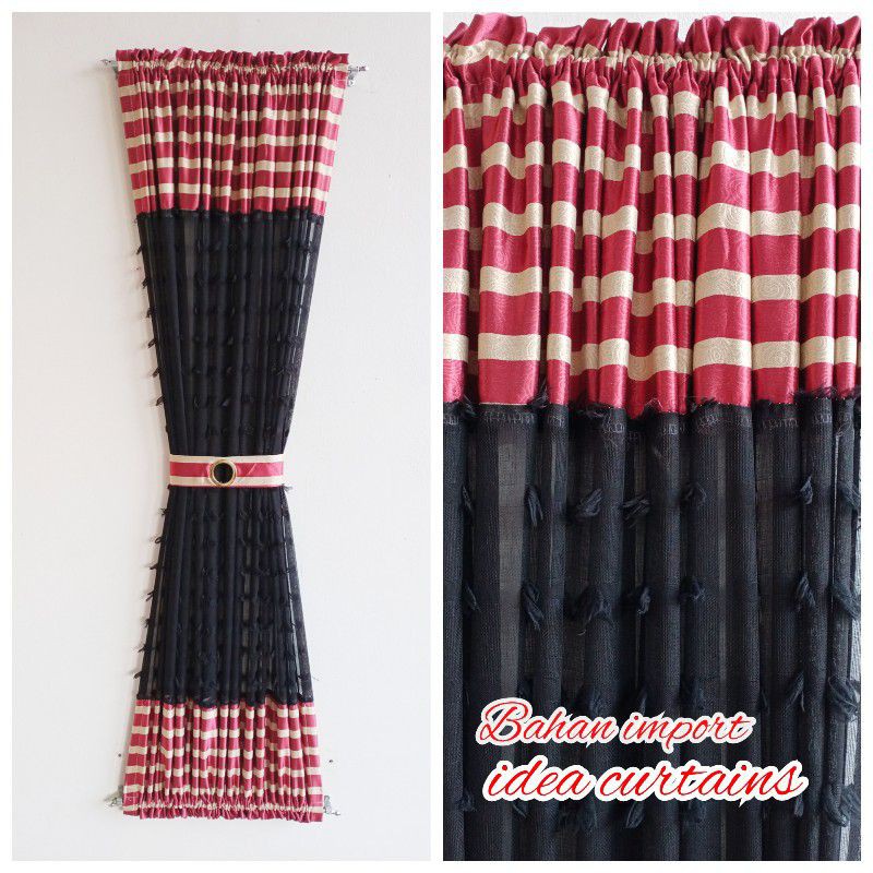 gorden spiral model kupu kupu kombinasi blackout tebal tengah vitrase rubiah