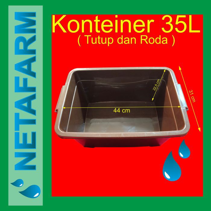 Kontainer / Bak / Box Roda Tutup 35 liter - Warna Coklat