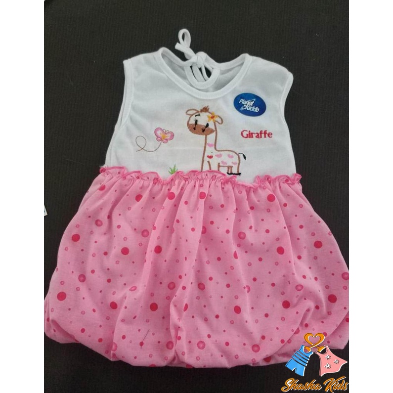 [L-024] Baju Bayi Perempuan/Dress Bayi Perempuan Planet Kids cantik  0-6 bln