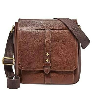 Fossil Travis City Messenger Bag Brown Leather . Bags_Branded / Tas Fossil Original