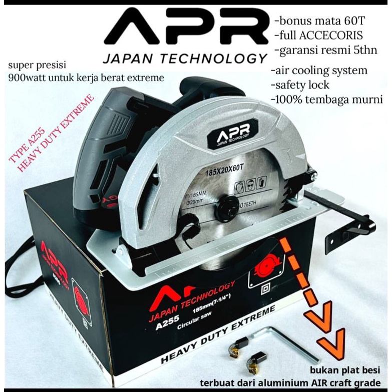 Mesin gergaji kayu APR JAPAN circular saw type A255 sirkel heavy duty extreme