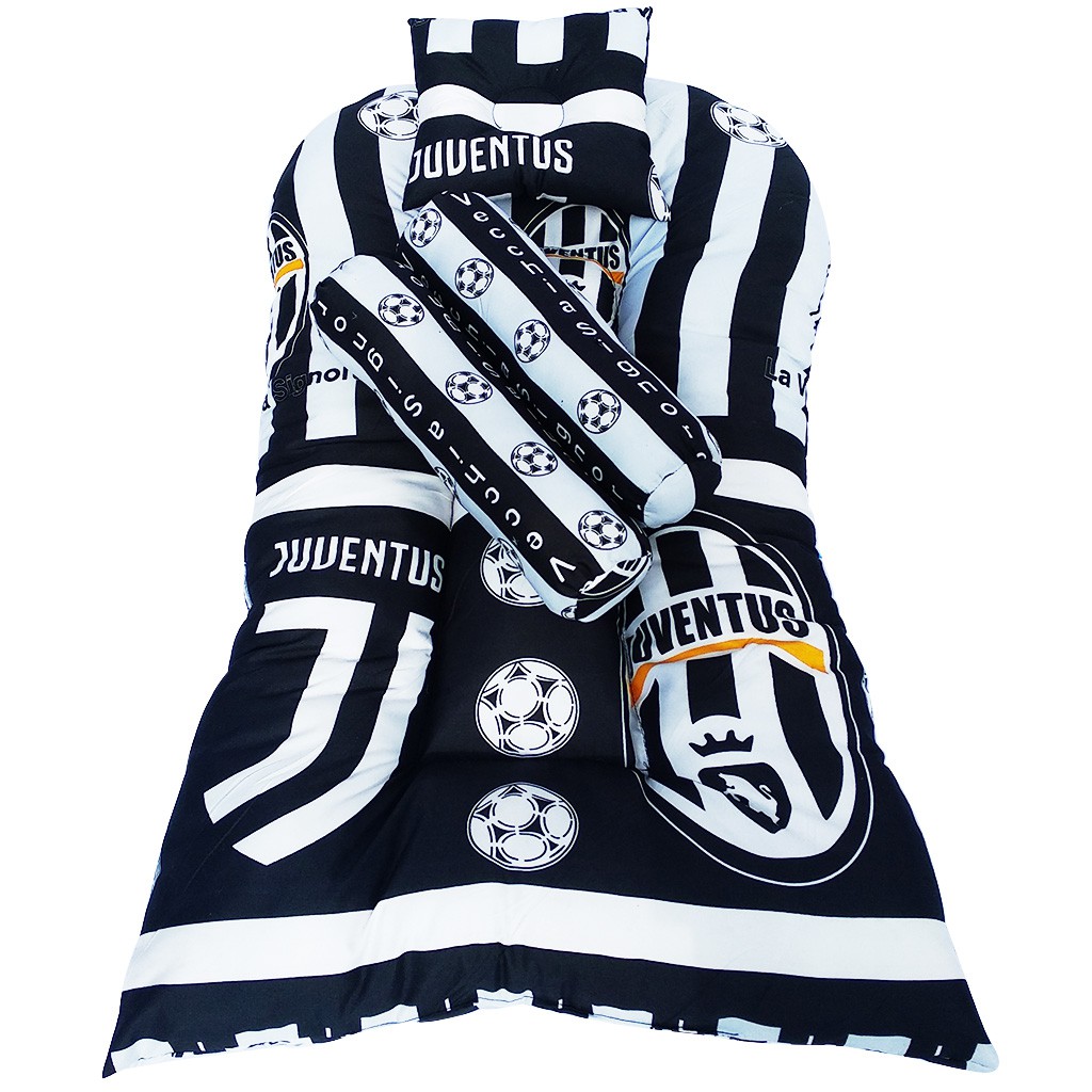 Set Kasur Bayi Kelambu.Bantal Guling Bayi.Kasur Lipat Bess Karakter Juventus JJ New