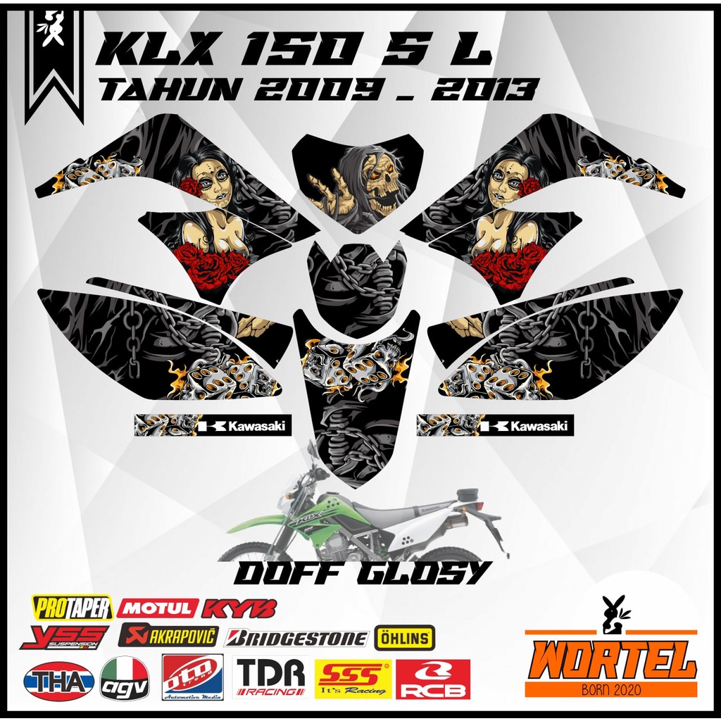 Sticker striping Hologram Decal Motor KLX 150 S/L/D TRACKER LAMA Lady Rose (klx lama)