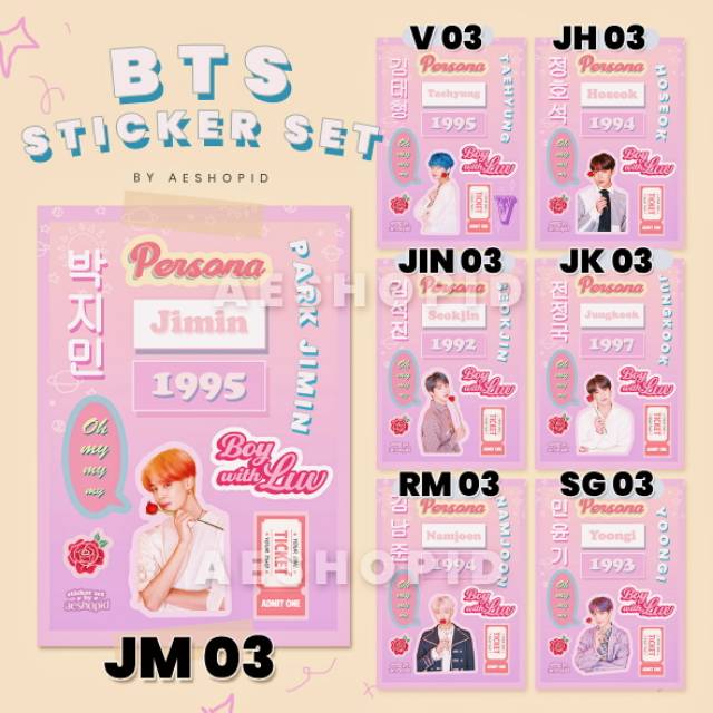 (BT-006) BTS aesthetic sticker set tumblr kpop bangtan stiker case hp laptop lucu deco hias journal