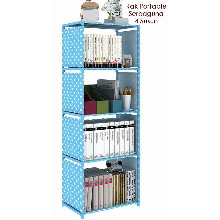 Rak Lemari Buku 4 Susun Tumpuk 5 Tingkat Baju Tas Sepatu Book Cabinet Rack Bookshelf