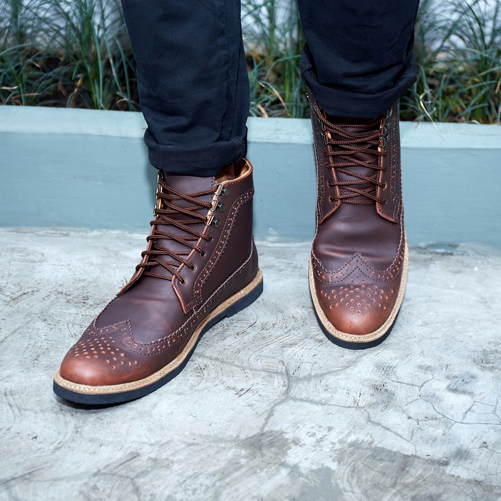 Benjiro Red Brush | Sepatu Boots Pria Coklat Ombre Vintage Klasik Kerja Boot Men Laki | FORIND Giant