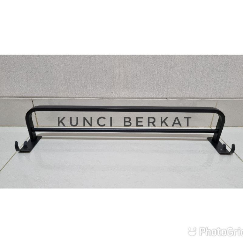 Gantungan Handuk Hitam 2 baris/ 2 bar/Towel/Accesories Bath Room/Black